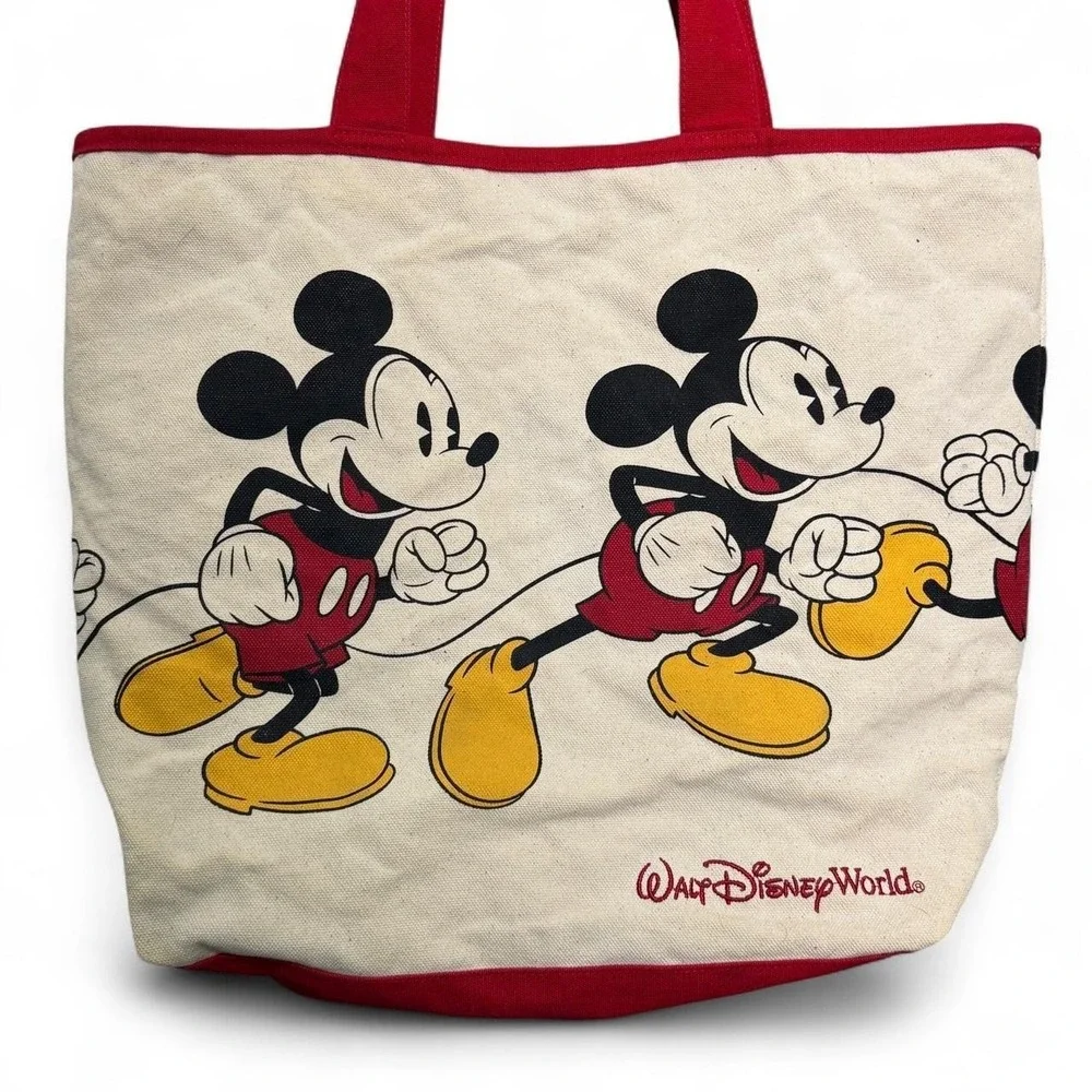 Disney Parks Timeless Mickey Mouse Canvas Tote Red Walt Disney World 18